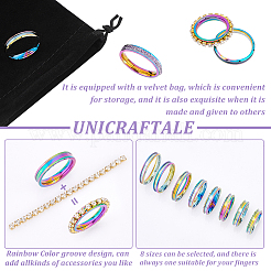 Кольцо из нержавеющей стали 201 с рифлением для женщин и мужчин&nbsp;RJEW-UN0002-51A-M