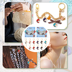 Луна из сплава эмали с маркерами петель с замком в виде звезды и инь-янь&nbsp;HJEW-PH01707