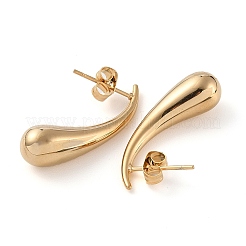 Ионное покрытие (ip) 304 нержавеющая сталь серьги-гвоздики в форме капли для женщин&nbsp;LS-EJEW-A104-14G