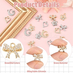 16 шт. 8 стиля подвески на стойке с покрытием из латуни с микропаве из кубического циркония&nbsp;ZIRC-YW0001-30