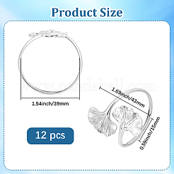 Железные кольца для салфеток из листьев гинкго&nbsp;AJEW-WH20070-110S