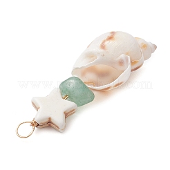 3 шт. 3 стиля подвески в виде звезды из окрашенной синтетической бирюзы&nbsp;PALLOY-JF03691