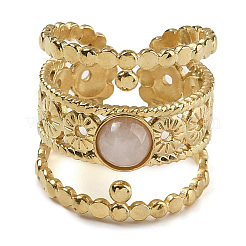 Натуральный розовый кварц кольца палец&nbsp;RJEW-U027-03G-08