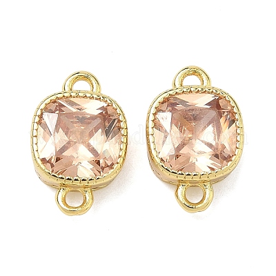 Латунные подвески-коннекторы с квадратными фианитами&nbsp;KK-P348-06G-1