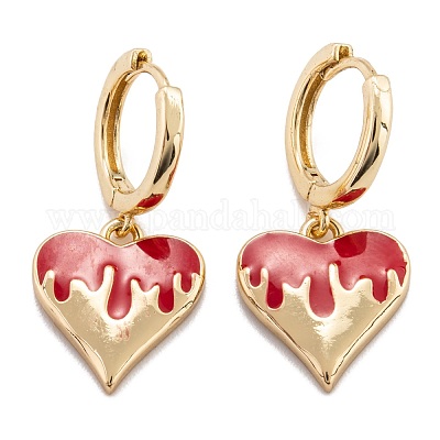 Серьги-кольца Huggie из латуни с эмалью EJEW-F264-17-G-1