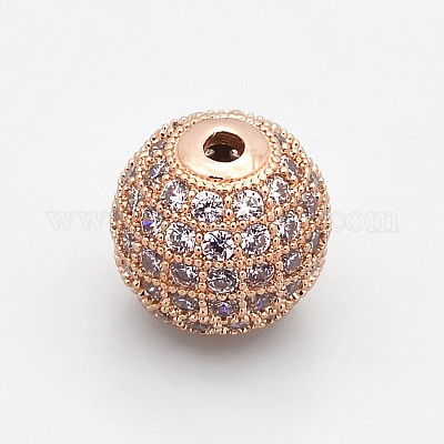 Латунные микро проложить класса AAA кубического циркония бусы KK-E711-10mm-115RG-NR-1