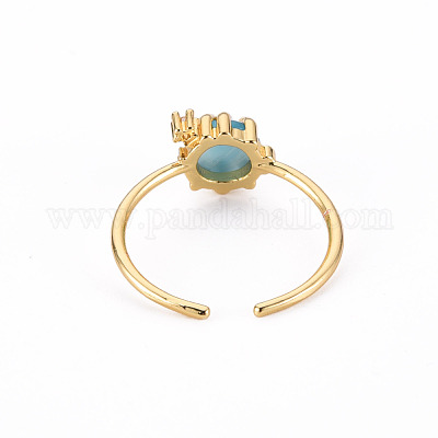 Латунные кольца из манжеты с прозрачным цирконием RJEW-S045-085-NR-1