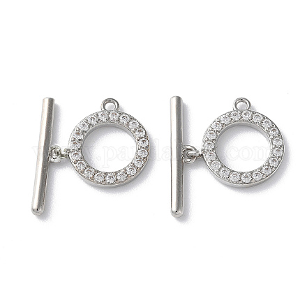 Реечное покрытие латунь микро паве прозрачный кубический цирконий застежки-тоггл KK-M272-11P-1