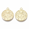 Brass Pendants, Nickel Free, Flat Round, Golden, 21x17x1.5mm, Hole: 1.8mm
