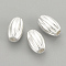 925 Sterling Silver Corrugated Beads, Oval, Silver, 8x5mm, Hole: 1.5mm