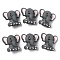 6Pcs Silicone Beads, Elephant, Dark Gray, 25.5x30x16.5mm, Hole: 2mm