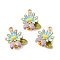 Alloy Enamel Pendants, Flower, Golden, Light Sky Blue, 20.5x17x6mm, Hole: 1.8mm