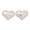 Brass Stud Earrings for Women, Lead Free & Cadmium Free, Heart, Platinum, 27.5x36mm