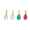 Brass Glass Pendants, Teardrop, Faceted, Golden, 21x9x4.5mm, Hole: 5x3.5mm, 4pcs/set