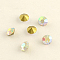 Glass Pointed Back Rhinestone, Back Plated, Diamond, Crystal AB, 2.6~2.7mm, about 144pcs/gross