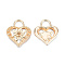 Brass Pendant Rhinestone Settings, Cadmium Free & Nickel Free & Lead Free, Heart, Real 18K Gold Plated, Fit for 3mm Rhinestone, 26x21.5x5mm, Hole: 6.5x6.5mm