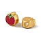 Alloy Enamel Beads, Tomato, Golden, FireBrick, 12x11x7mm, Hole: 3.5mm