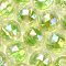 UV Plating Transparent Acrylic European Beads, Large Hole Beads, Round, Lawn Green, 13.5x13mm, Hole: 4mm