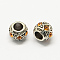 Alloy Rhinestone European Beads, Rondelle Large Hole Beads, Antique Silver, Topaz, 11x8~9mm, Hole: 5~6mm