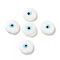 Handmade Evil Eye Lampwork Beads, Flat Round, White, 17~17.5x4mm, Hole: 1.2mm