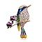 Alloy Enamel Brooch, with Rhinestone, Bird, Colorful, 45x40mm