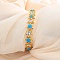 Brass Pave Cubic Zirconia Link Bracelets for Women, Star, with Synthetic Turquoise, Real 18K Gold Plated, Deep Sky Blue, Inner Diameter: 7-1/8 inch(18cm)