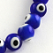 Round Handmade Evil Eye Lampwork Beads Strands, Blue, 8mm, Hole: 1mm, about 48pcs/strand, 13.7 inch
