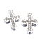 Alloy Rhinestone Pendants, Cross, Platinum, 23x16x3mm, Hole: 2mm