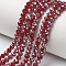 Electroplate Glass Beads Strands, Half Plated, Rainbow Plated, Faceted, Rondelle, Dark Red, 4x3mm, Hole: 0.4mm, about 108pcs/strand, 16.5~16.9 inch(38.5-40cm)