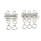 S925 Sterling Silver Slide Lock Clasps, with S925 Sterling Silver Spring Ring Clasps, 3-Strand, 6-Hole & 2-Strand, 4-Hole, Silver, 16x15~20mm, 2pcs/set