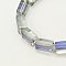 Electroplate Glass Beads, Half Rainbow Plated, Faceted, Cuboid, Clear, 8x4x4mm, Hole: 1mm