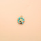 Golden Tone Alloy Enamel Pendants, with Rhinestone, Flower with Bees Charm, Turquoise, 16x13mm