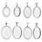 8Pcs 4 Styles Stainless Steel Pendant Cabochon Settings, Oval, Stainless Steel Color, Tray: 25~40.5x18.5~30.5mm, 30.5~46.5x20.5~33x2.5mm, Hole: 6.5~8.5mm, 2pcs/style