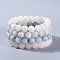 Natural Gemstone Beads Stretch Bracelets, with Natural Aquamarine, Frosted Natural Rose Quartz, Natural White Moonstone and Natural Agate, Round, Packing Box, 2-1/8 inch(5.3~5.4cm), 4pcs/set