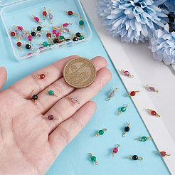 50 шт. 5-х цветные граненые круглые подвески-соединители из натурального агата&nbsp;KK-UN0005-46