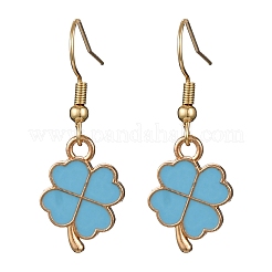 Серьги-подвески из сплава эмали в форме клевера&nbsp;EJEW-JE06600