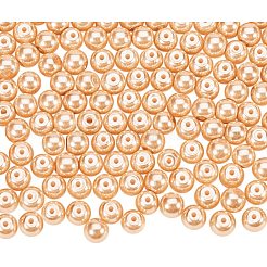 Круглая бусина из экологически чистого окрашенного стекла с жемчугом&nbsp;HY-PH0002-24-B