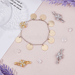 4 комплект 2 цвета стойка покрытие цветок латунь паве прозрачный кубический цирконий складные застежки&nbsp;KK-FH0006-91