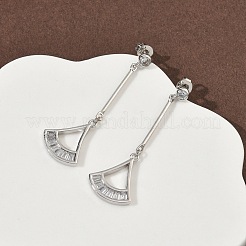 Веерные латунные серьги-гвоздики с микропаве из прозрачных кубических цирконий&nbsp;EJEW-F383-12P