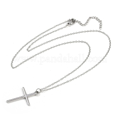 304 нержавеющая сталь крест кулон 3 слой ожерелья для женщин&nbsp;LS-NJEW-F343-02P