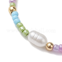 Регулируемые стеклянные бусины и браслеты из плетеных бусин из искусственного жемчуга для женщин&nbsp;BJEW-JB10542