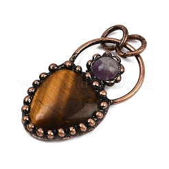 Подвески из натурального тигрового глаза и натурального аметиста&nbsp;G-Z101-06R-06
