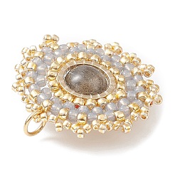 Плоские круглые подвески из натурального лабрадорита&nbsp;PALLOY-MZ00135-07