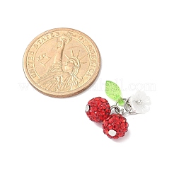 Подвески-вишни из полимерной глины ручной работы со стразами&nbsp;PALLOY-JF03868-03