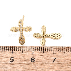 Серьги-кольца из латуни с микропаве и прозрачным кубическим цирконием&nbsp;EJEW-H178-04G