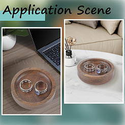 Плоский круглый деревянный поднос для демонстрации драгоценностей&nbsp;ODIS-WH20003-05B