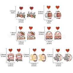 1 пара сережек-гвоздиков с леопардовым принтом в виде сердца для матери и спорта из акрила&nbsp;EJEW-FS0001-22F