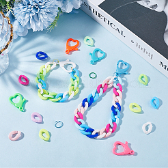 400 шт. непрозрачных акриловых поворотных быстроразъемных соединений с 25 шт. непрозрачных акриловых карабинов с 50 шт. открытых соединительных колец из алюминиевой проволоки&nbsp;FIND-SP0002-70