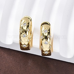 Серьги-кольца со звездами из прозрачного кубического циркония&nbsp;LS-EJEW-C022-06G