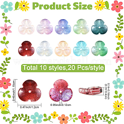 200 шт. 10-цветные прозрачные стеклянные колпачки для бусин&nbsp;DGLA-YW0001-67